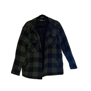 Adventuridge Men's Green Plaid Fleece Lined Shacket Coat Jacket Size L